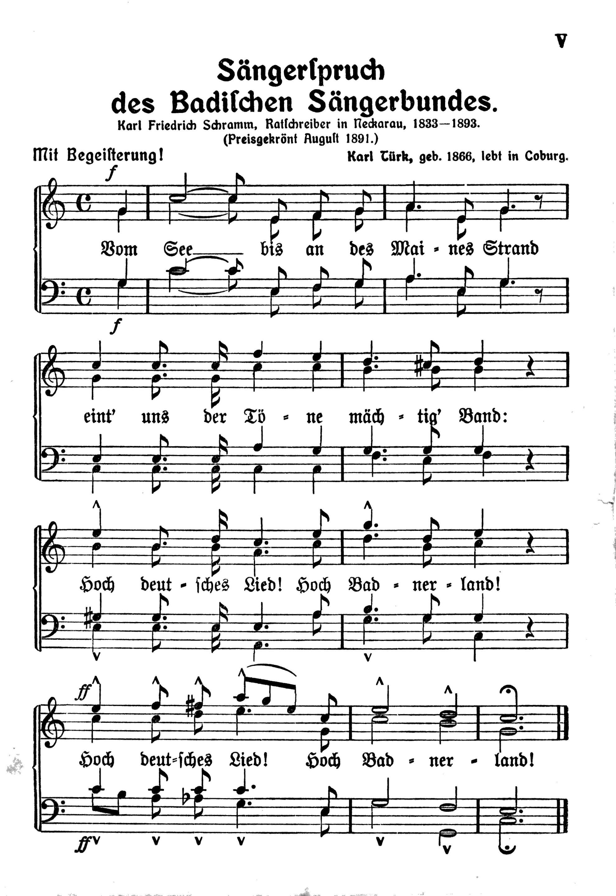 Liedersammlung des badischen Sängerbundes 1. Bass