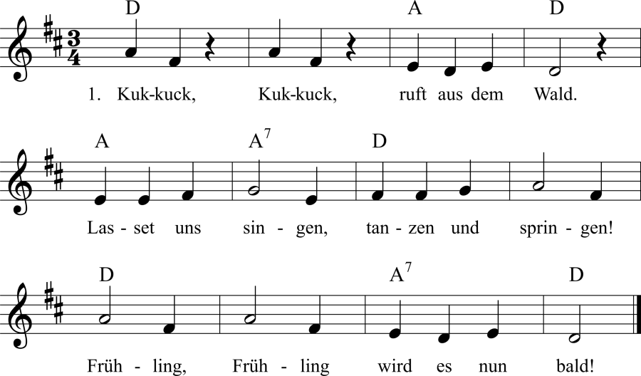 Musiknoten zum Lied - Kuckuck, Kuckuck, ruft aus dem Wald