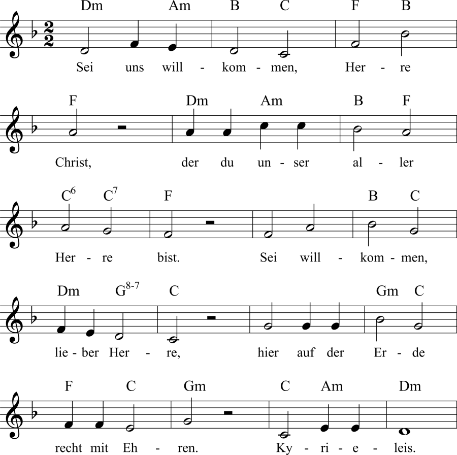 Musiknoten zum Lied - Sei uns willkommen, Herre Christ