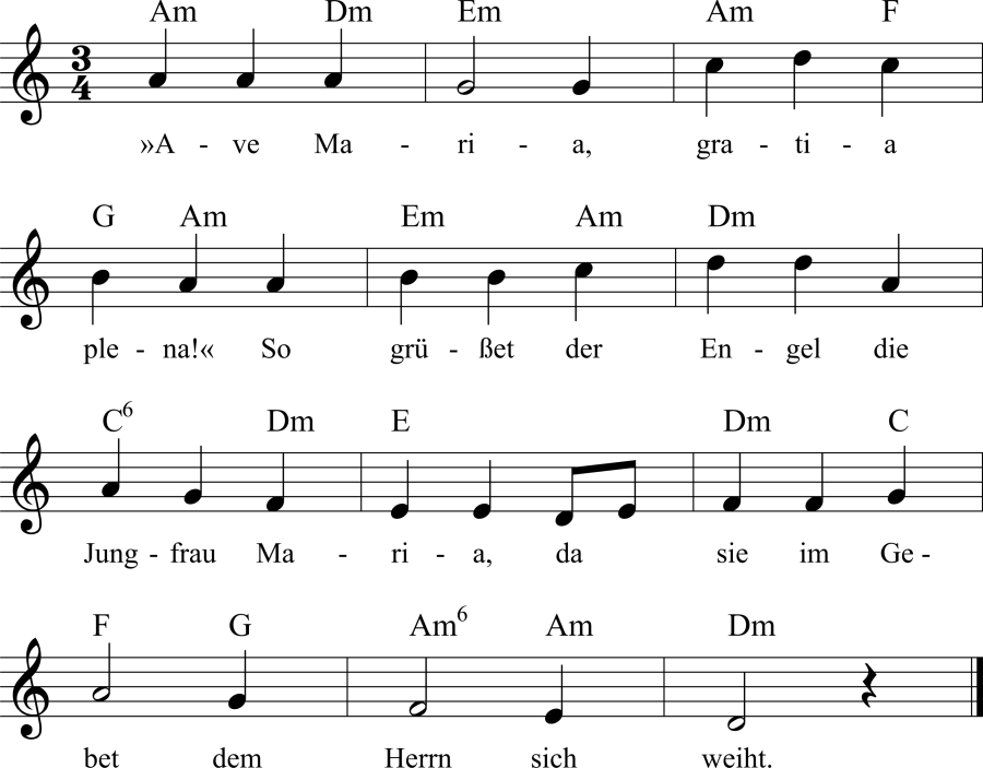 Musiknoten zum Lied - Ave Maria, gratia plena