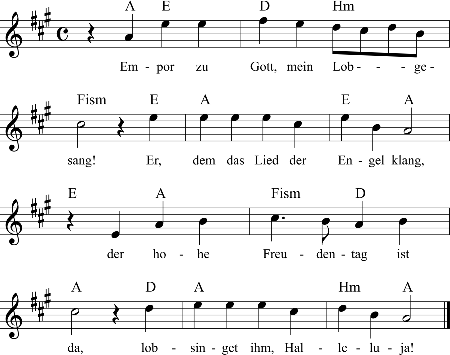 Musiknoten zum Lied - Empor zu Gott, mein Lobgesang!
