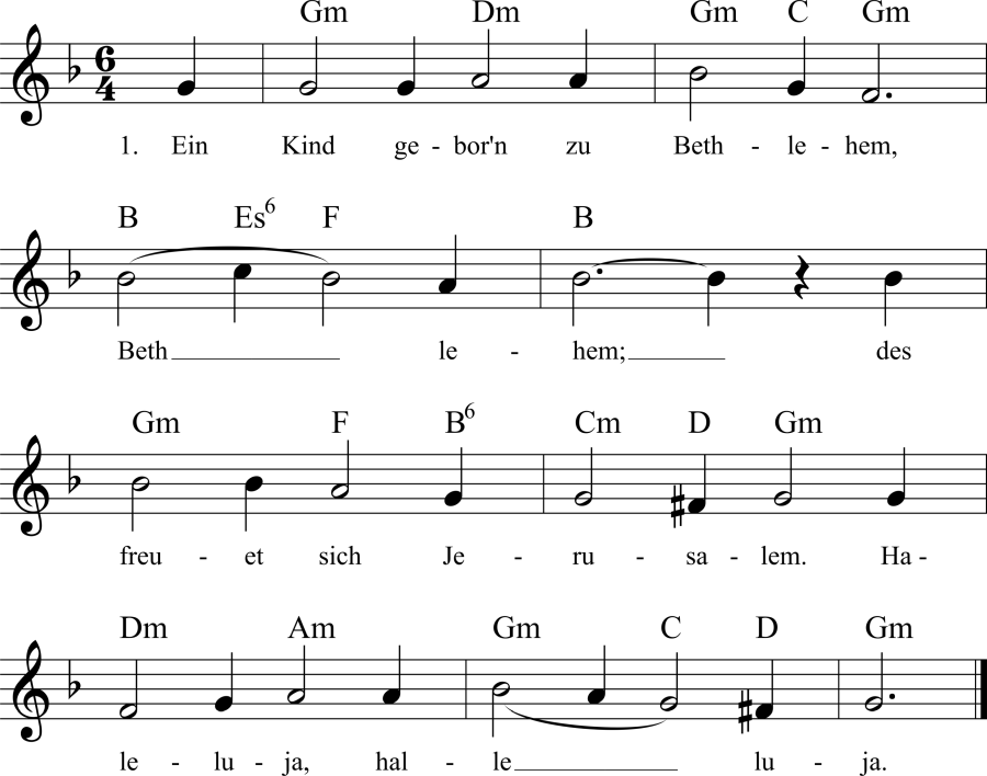 Musiknoten zum Lied - Ein Kind geborn zu Bethlehem