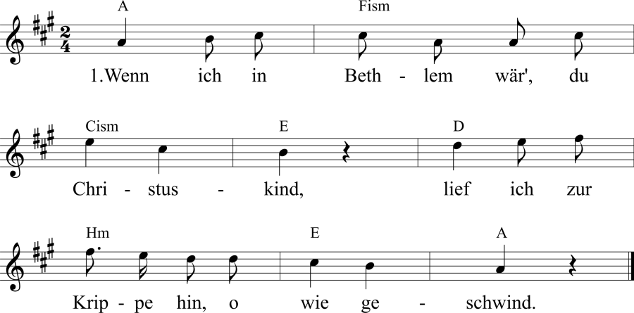 Musiknoten zum Lied - Wenn ich in Bethlehem wär'