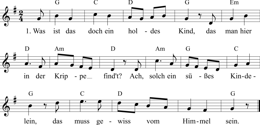Musiknoten zum Lied - Was ist das doch ein holdes Kind