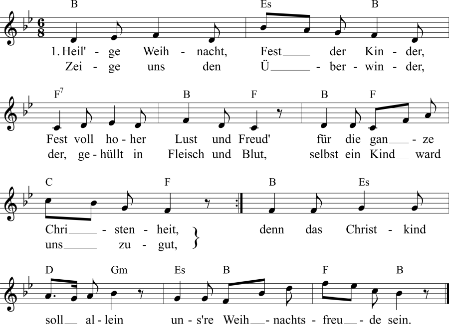 Musiknoten zum Lied - Heil'ge Weihnacht, Fest der Kinder