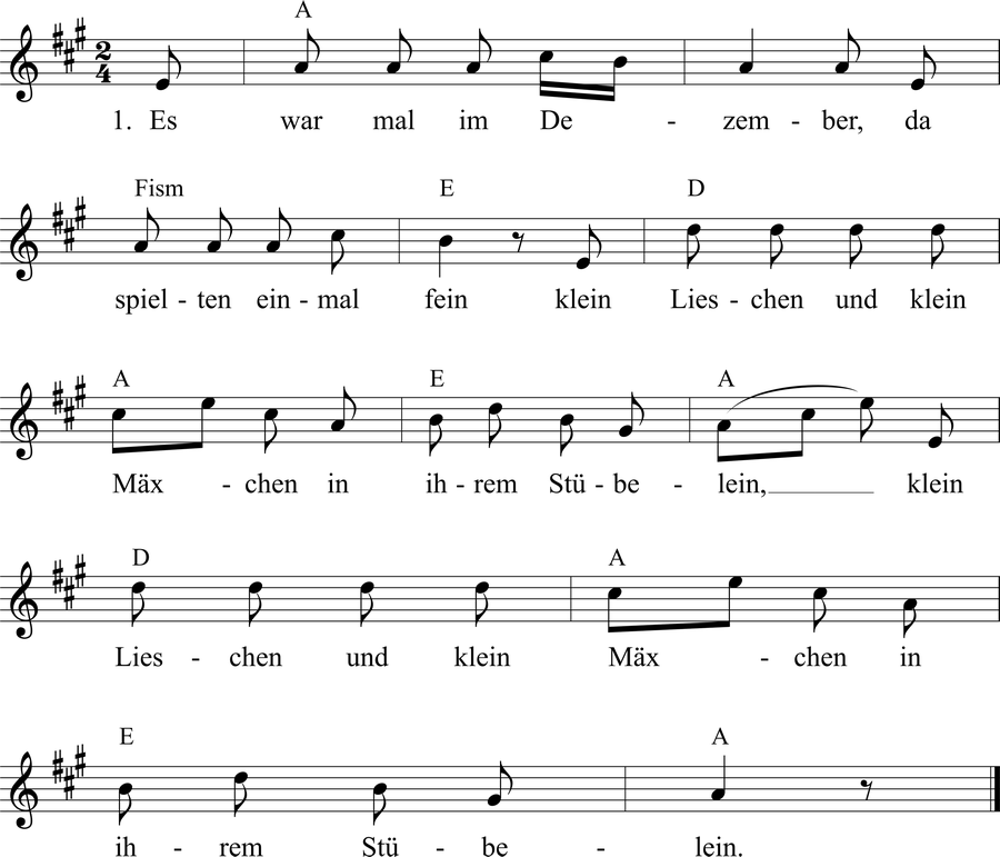 Musiknoten zum Lied - Im Dezember