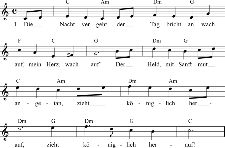 Musiknoten zum Lied - Die Nacht vergeht