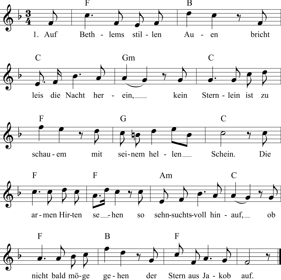 Musiknoten zum Lied - Weihnachtsabend