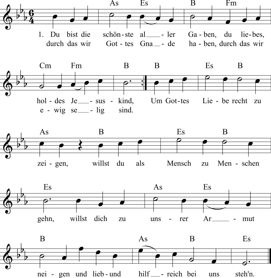 Musiknoten zum Lied - Jesus als Weihnachtsgabe