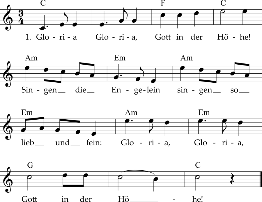 Musiknoten zum Lied - Gloria, Gott in der Höhe