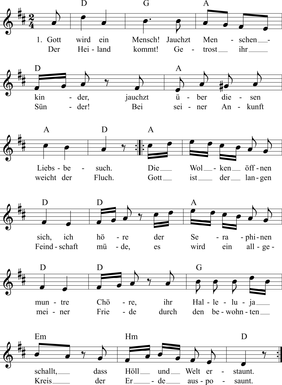 Musiknoten zum Lied - Gott wird ein Mensch!