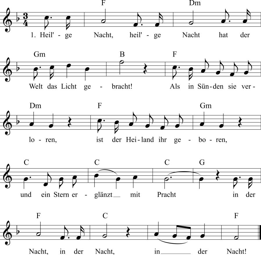 Musiknoten zum Lied - Heil'ge Nacht