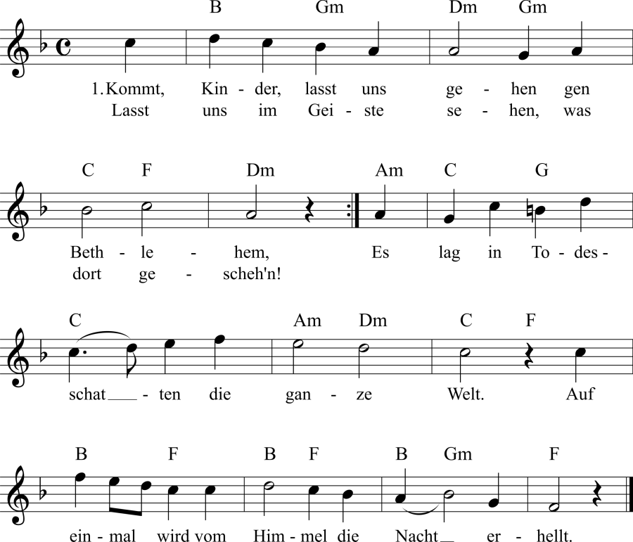 Weihnachtsabend - Noten, Liedtext, MIDI, Akkorde