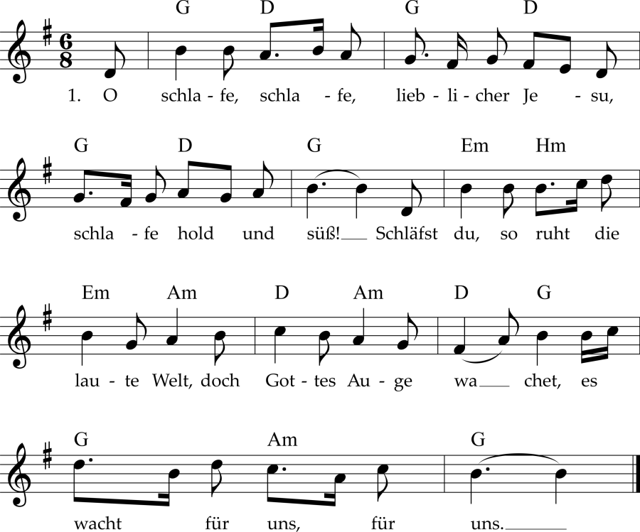 Musiknoten zum Lied - Schlafe, lieblicher Jesu