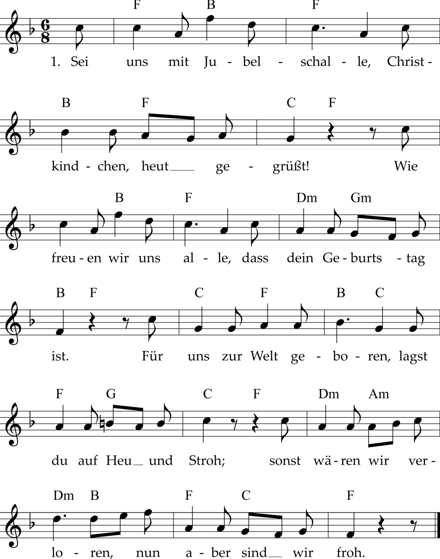 Musiknoten zum Lied - Sei uns mit Jubelschalle