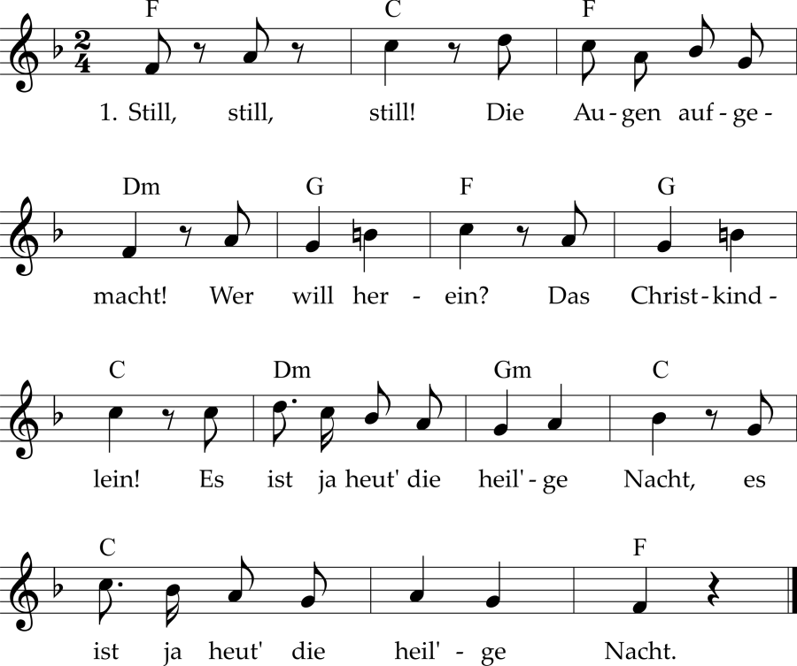 Musiknoten zum Lied - Still, still, still! Die Augen aufgemacht!
