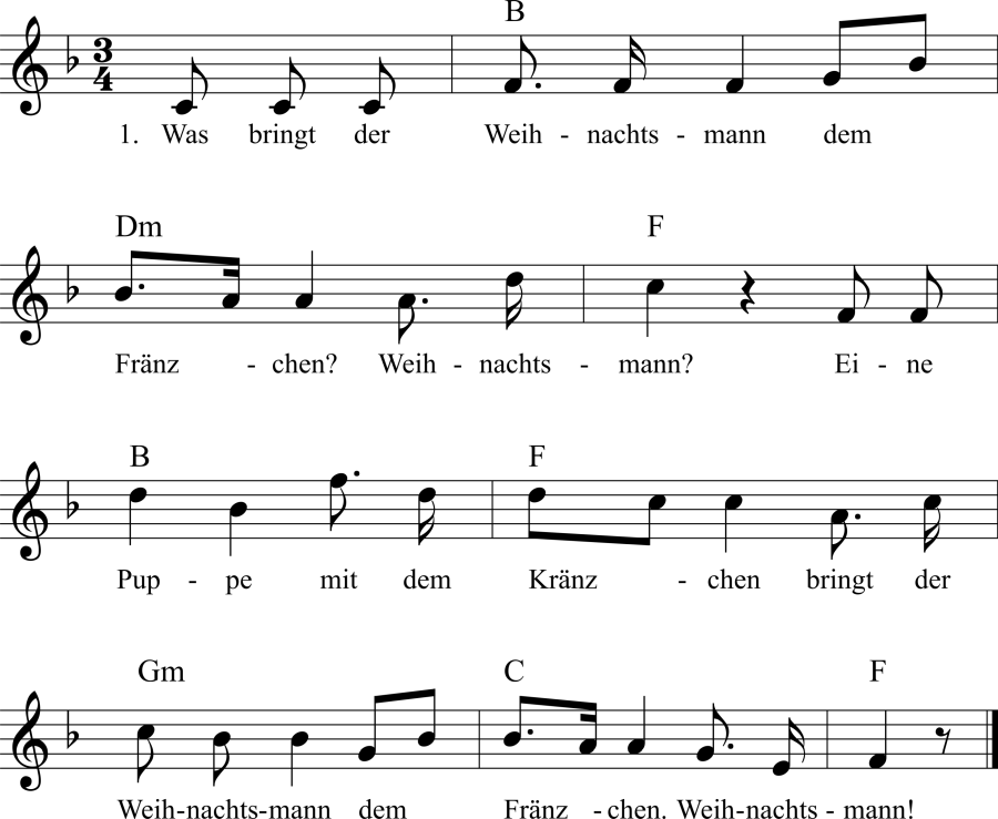 Musiknoten zum Lied - Was bringt der Weihnachtsmann?