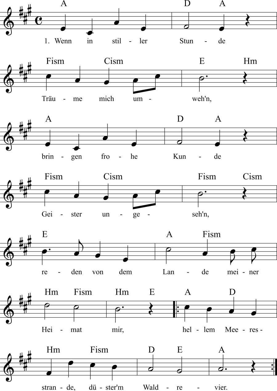 Musiknoten zum Lied - Pommern-Lied