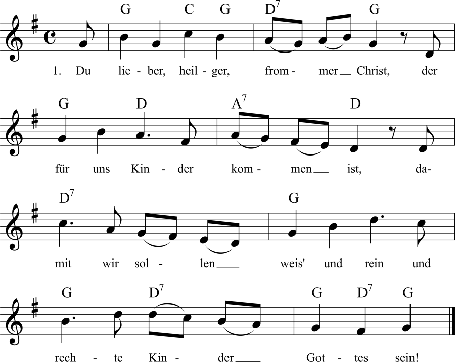 Musiknoten zum Lied - Du lieber, heiliger, frommer Christ
