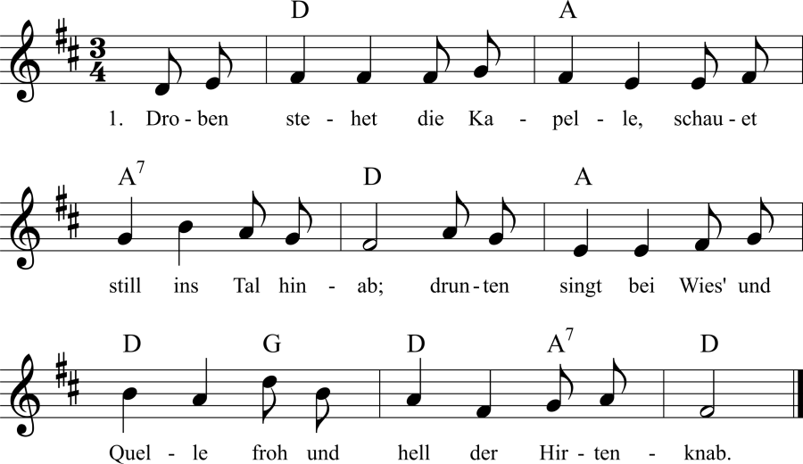 Musiknoten zum Lied - Droben steht die Kapelle