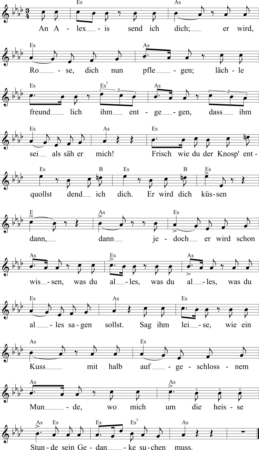 Musiknoten zum Lied - Der Rose Sendung