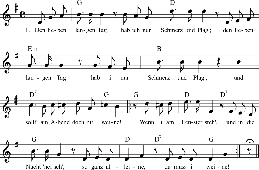 Musiknoten zum Lied - Des Mädchens Klage