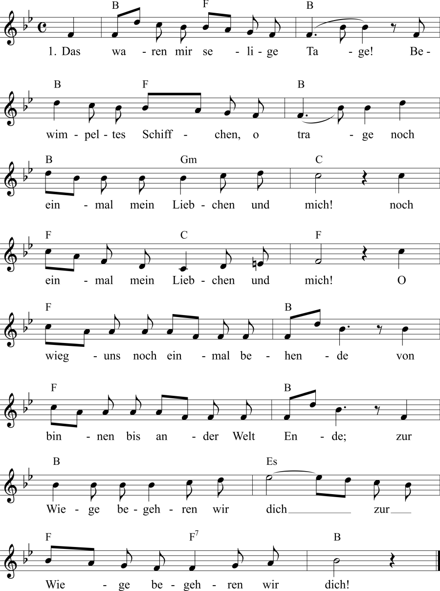 Musiknoten zum Lied - Die Schiffahrt