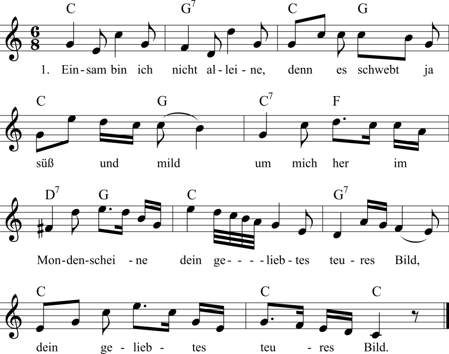 Musiknoten zum Lied - Einsam bin ich nicht alleine