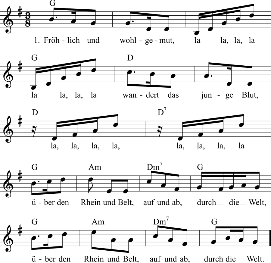 Musiknoten zum Lied - Zitterbubens Morgenlied