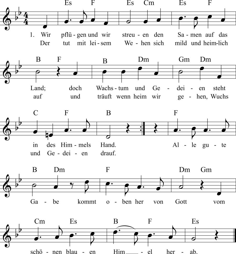 Musiknoten zum Lied - Bauerngebet