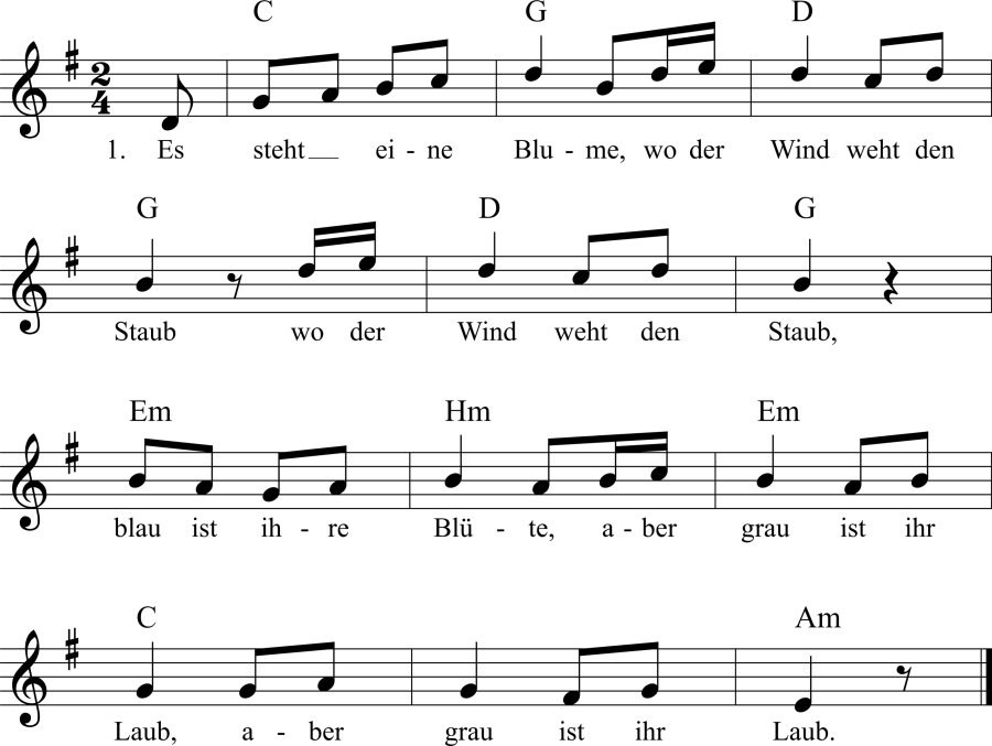 Musiknoten zum Lied - Wegewarte