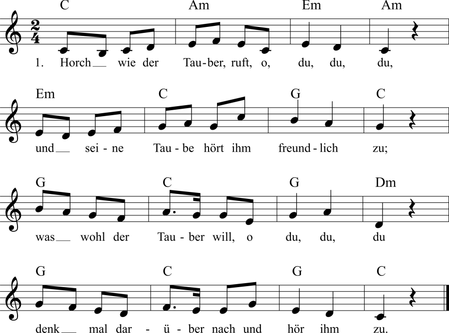 Musiknoten zum Lied - Der Tauber