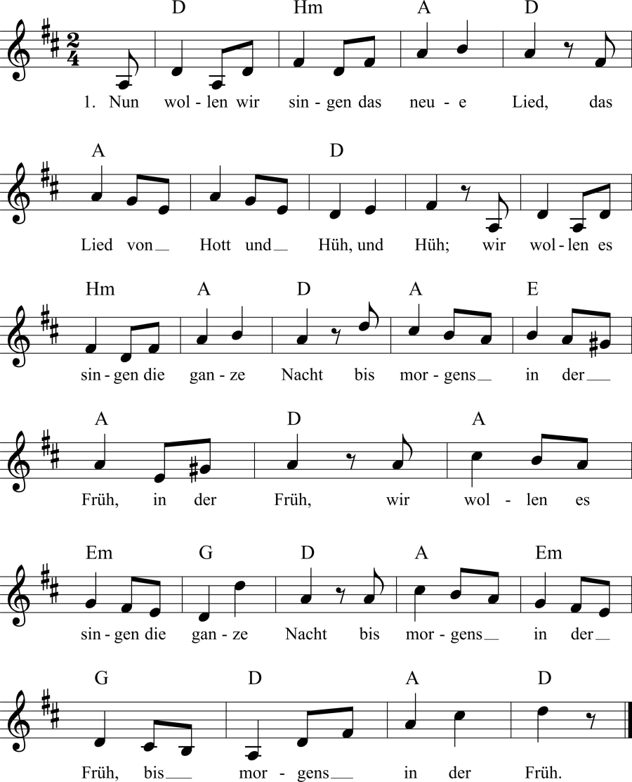 Musiknoten zum Lied - Hohn und Spott