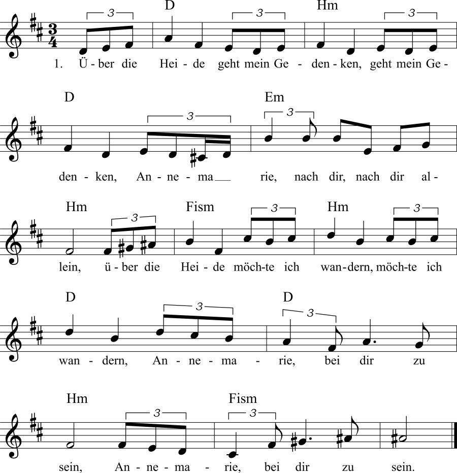 Musiknoten zum Lied - Winter