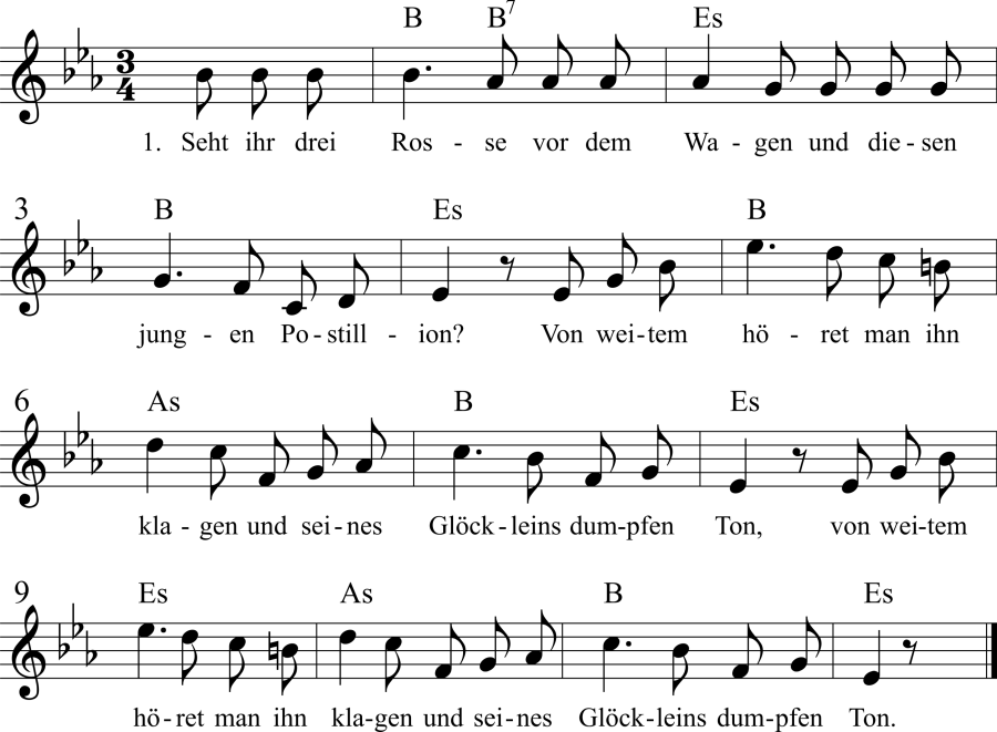 Musiknoten zum Lied - Das Dreigespann