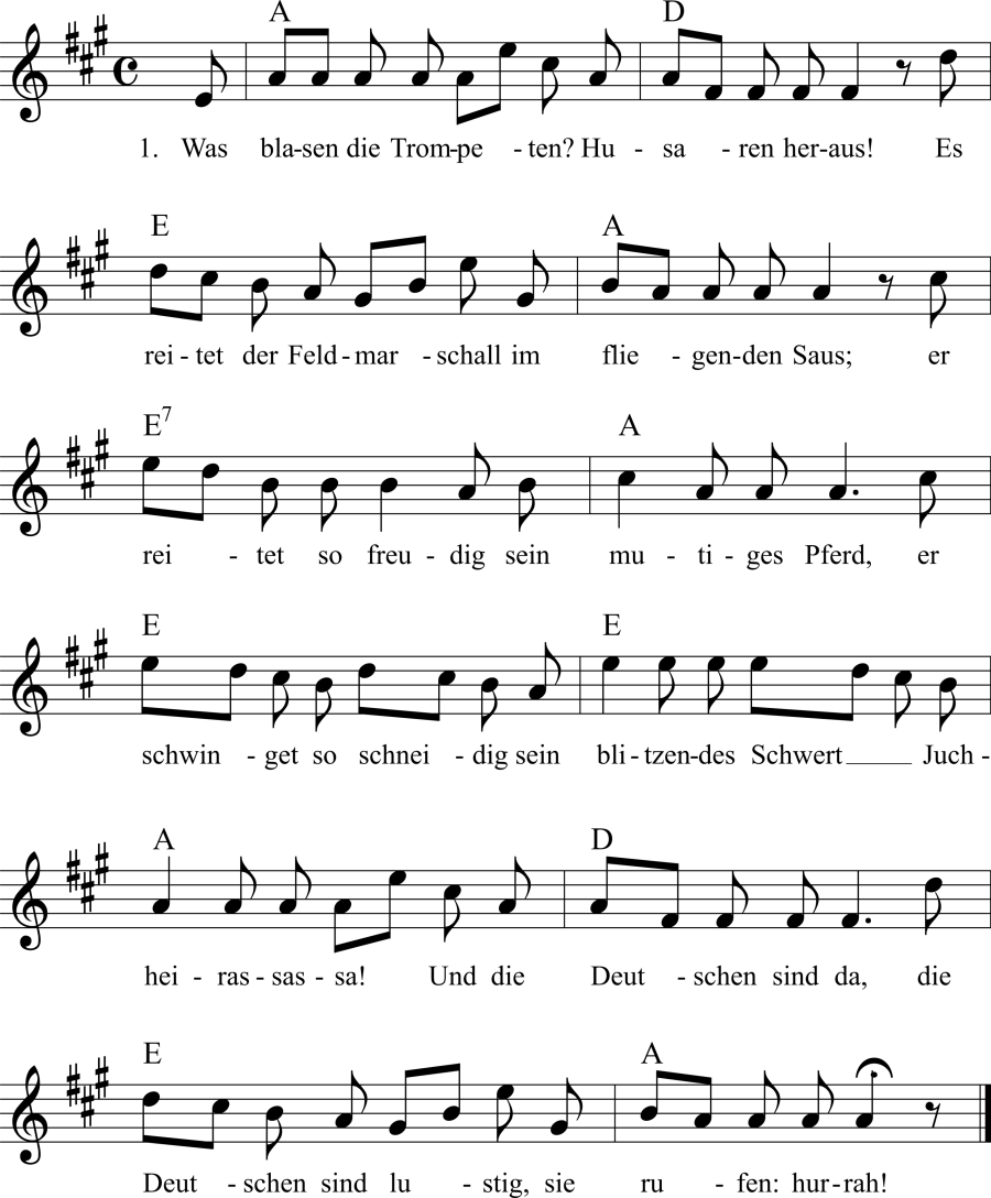 Musiknoten zum Lied - Das Lied vom Feldmarschall