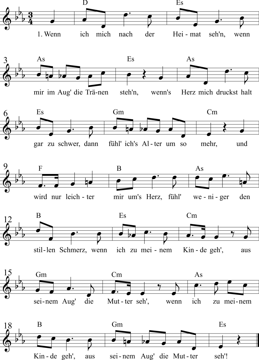 Musiknoten zum Lied - Der Tyroler und sein Kind