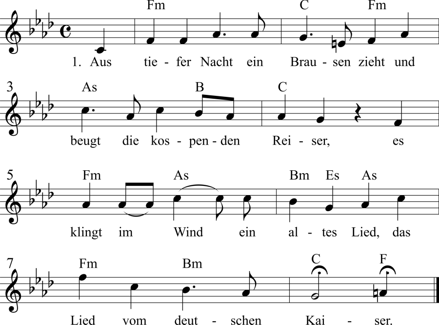 Musiknoten zum Lied - Lied des Alten im Bart