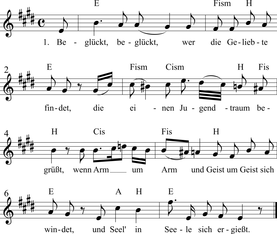 Musiknoten zum Lied - Seligkeit der Liebenden