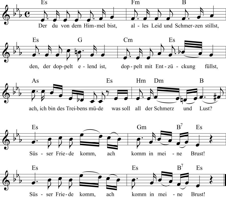 Musiknoten zum Lied - Wanderers Nachtlied