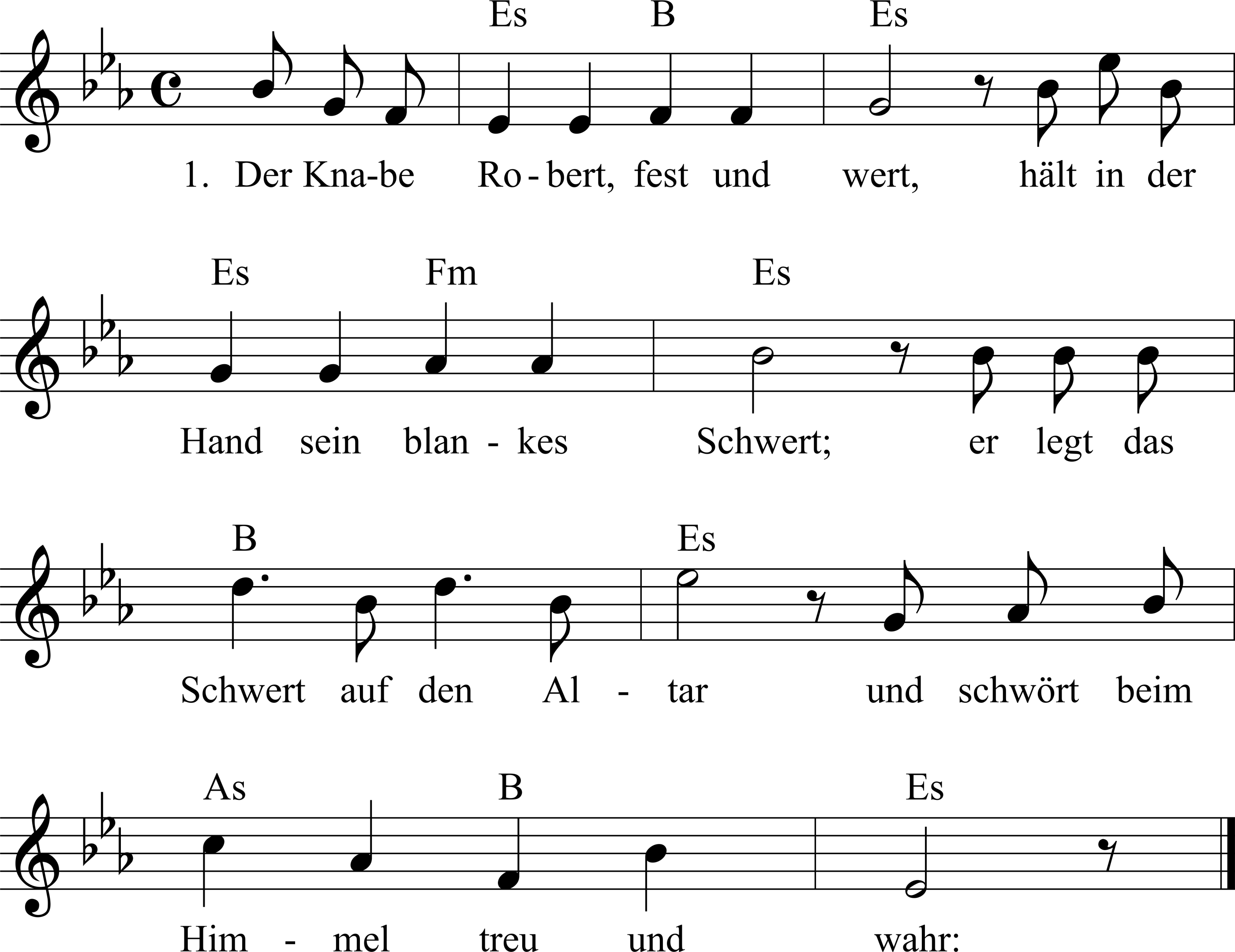 Musiknoten zum Lied - Der Knabe Robert