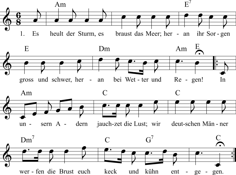 Musiknoten zum Lied - Gesang deutscher Männer