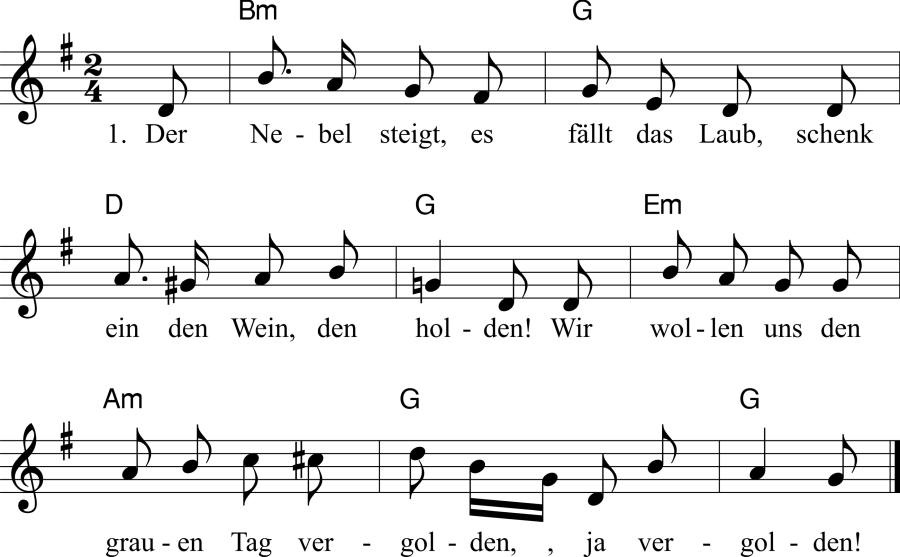 Musiknoten zum Lied - Oktoberlied