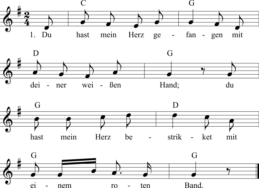 Musiknoten zum Lied - Der Tausch