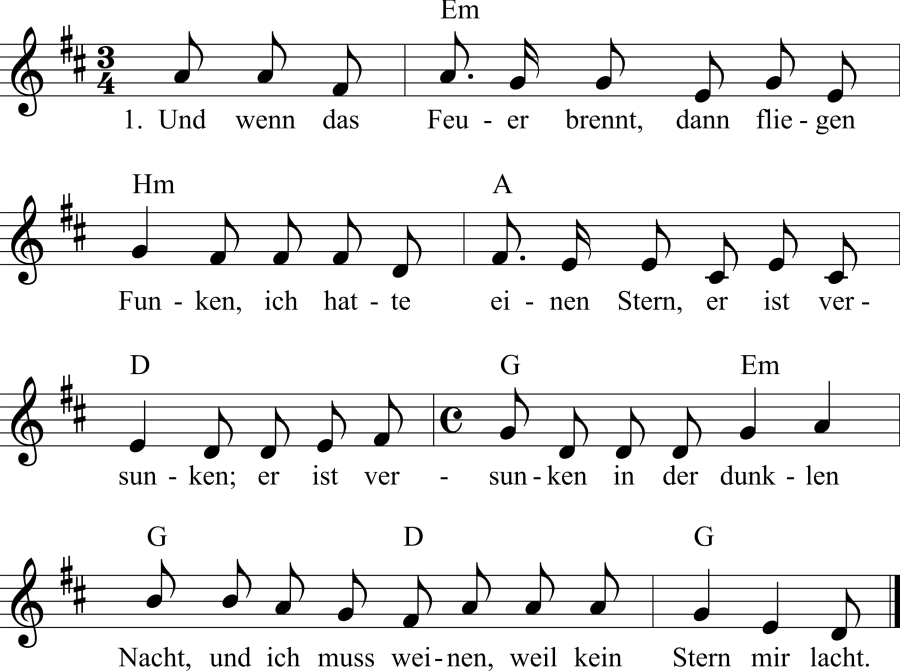Musiknoten zum Lied - Die Funken