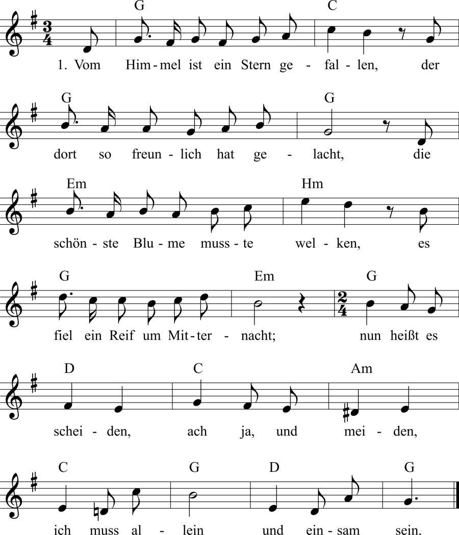 Musiknoten zum Lied - Die treue Blume