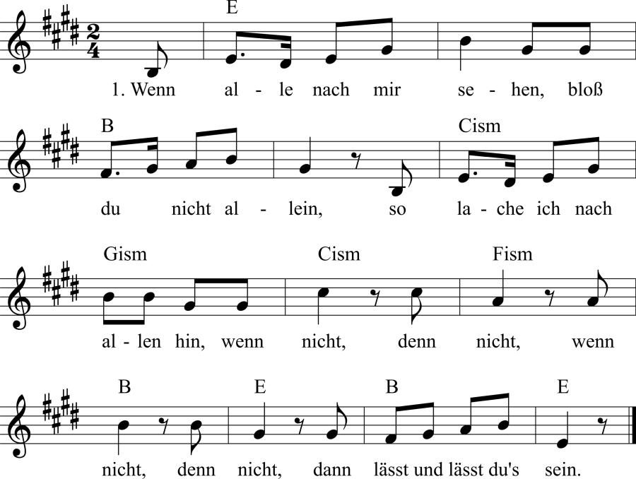 Musiknoten zum Lied - Der eine allein