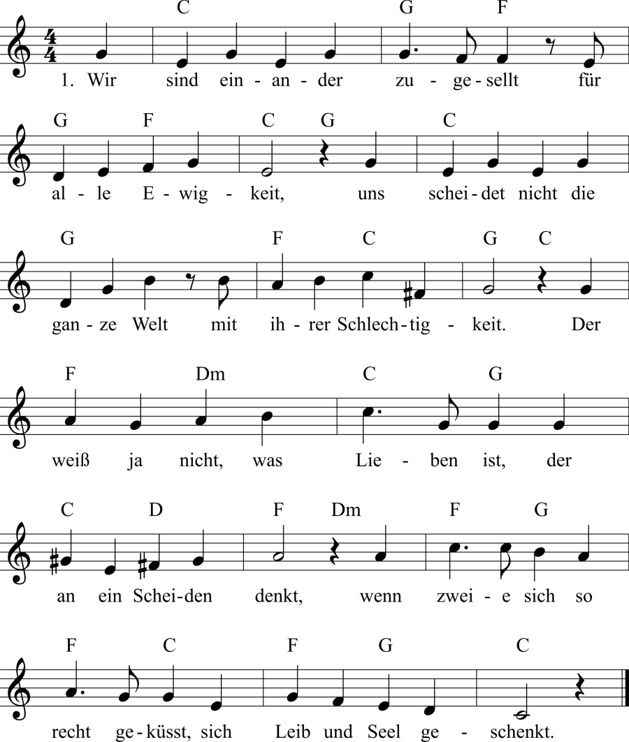 Musiknoten zum Lied - Verspruch