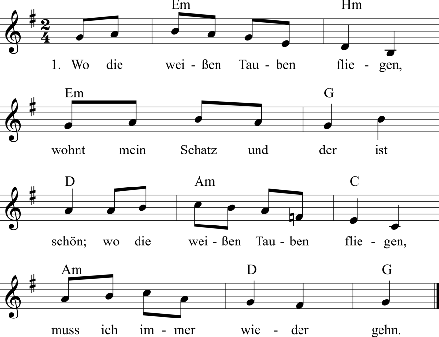 Musiknoten zum Lied - Der schönste Platz