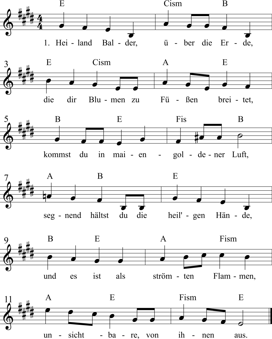 Musiknoten zum Lied - Heiland Balder